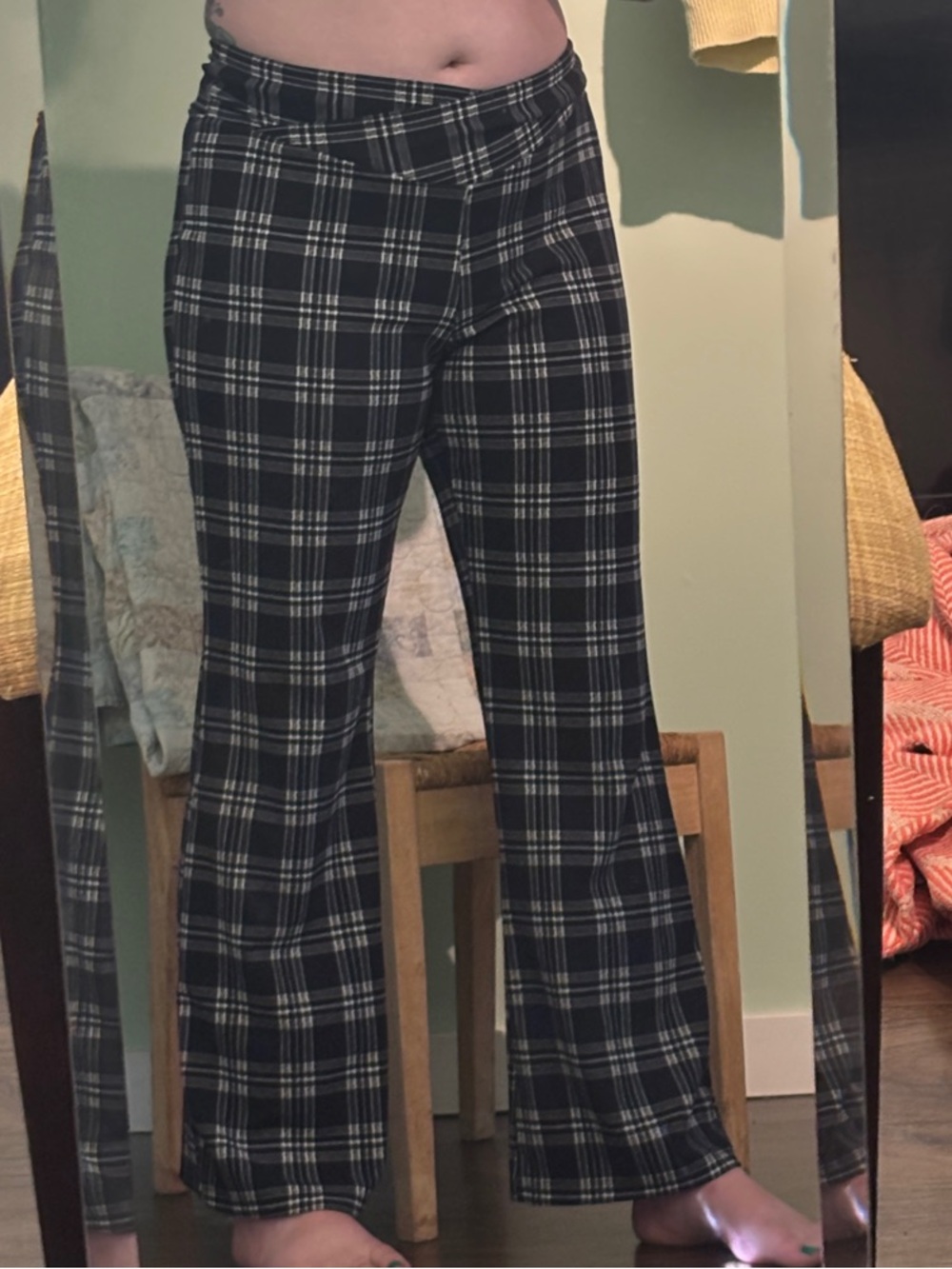 Maurices Black & White Plaid Boot Cut Pants